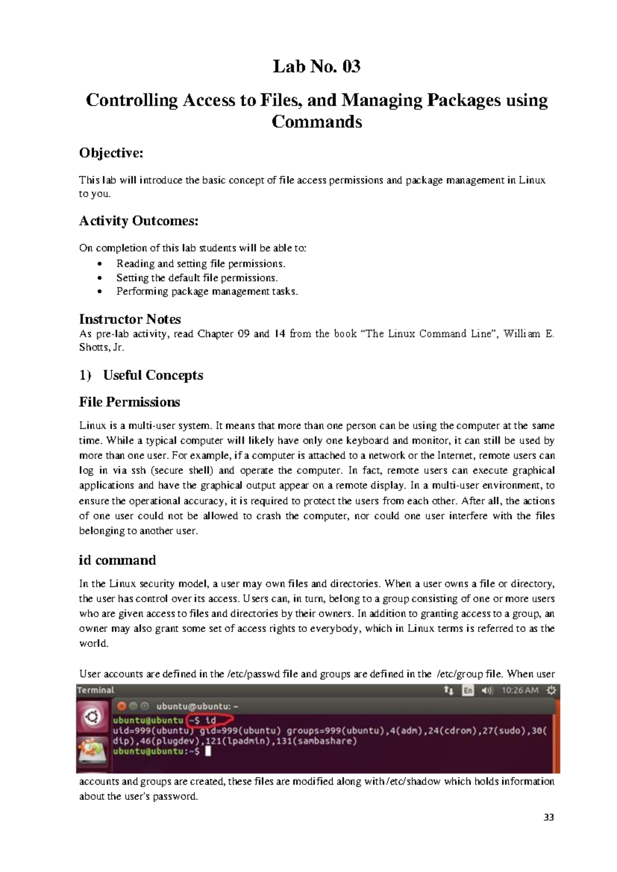 OS Lab 3: File Access Permissions & Package Management Activities - Studocu