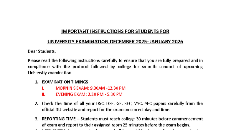 Important Instructions for Students: Final Exam Dec 2025 - Studocu