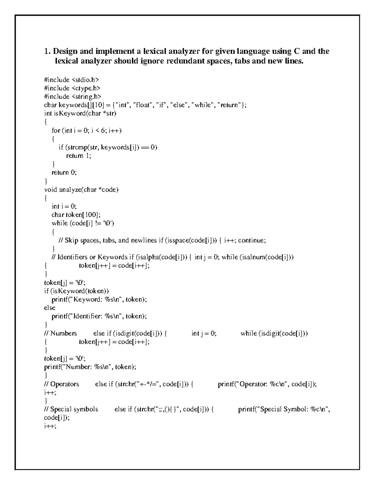 C Programming: Lexical Analyzer & NFA/DFA Implementation Guide - Studocu