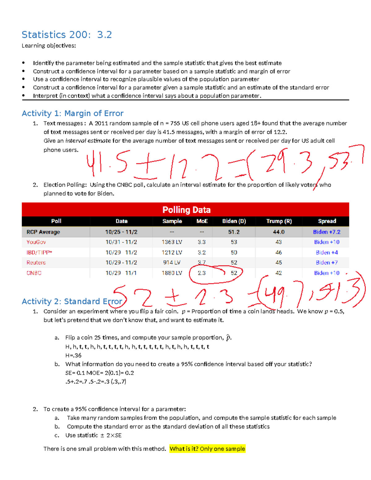 Statistics 200: Constructing & Interpreting 95% Confidence Intervals ...