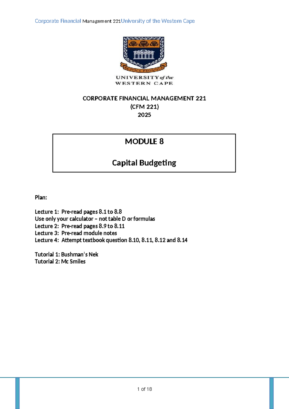 CFM 221 Capital Budgeting Notes: Key Concepts and Calculations - Studocu