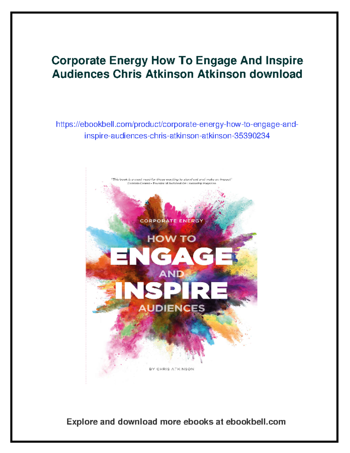 Corporate Energy: Engaging and Inspiring Audiences - Chris Atkinson ...