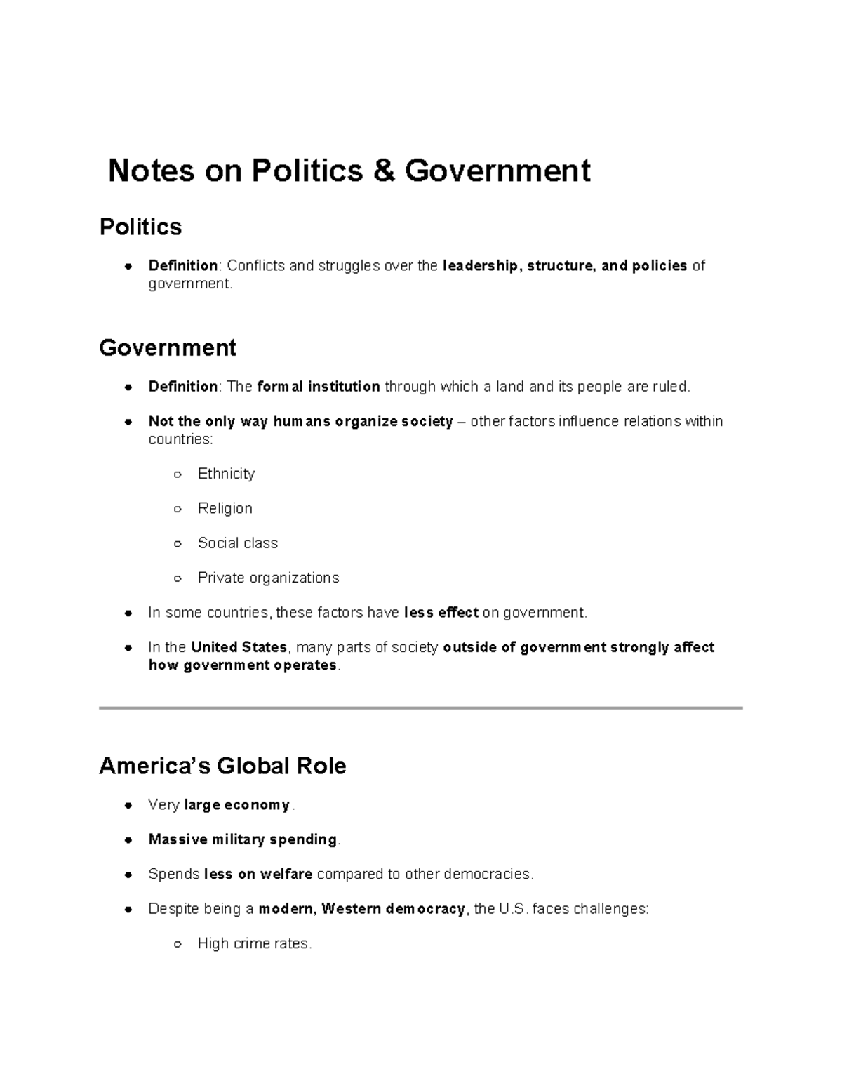 Fed Gov Notes: Key Concepts in American Politics and Democracy - Studocu