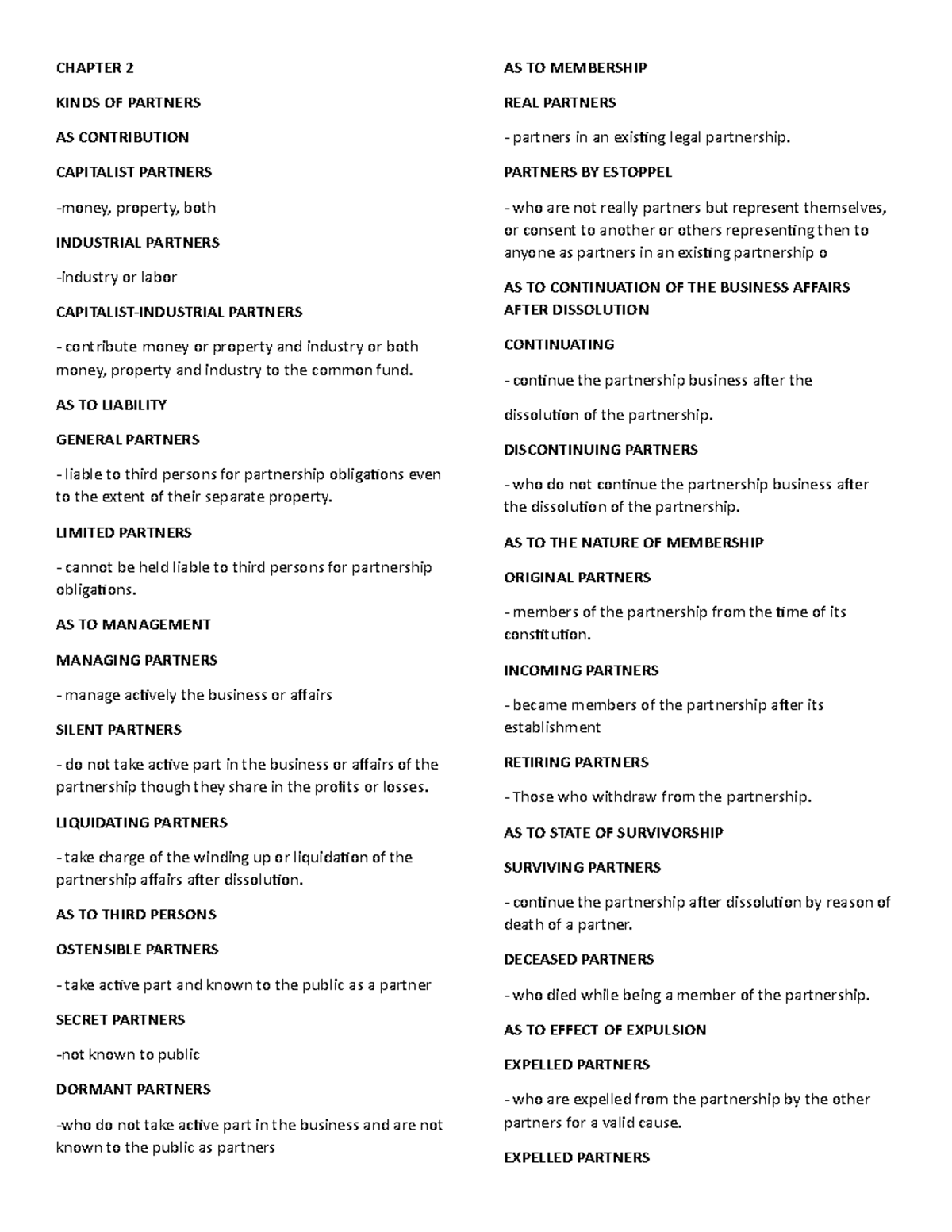 Chapter 2 RFBT 2 - Summary of Membership Types and Partner Obligations ...