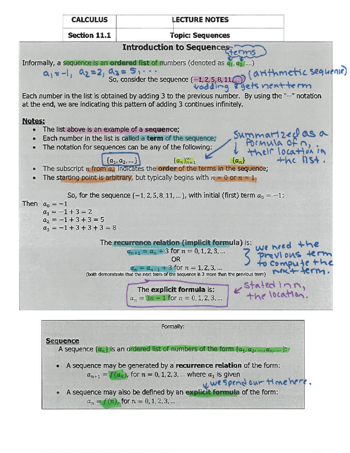 Section 11.1 Solutions from 6-9 - CALCULUS LECTURE NOTES Section 11 ...