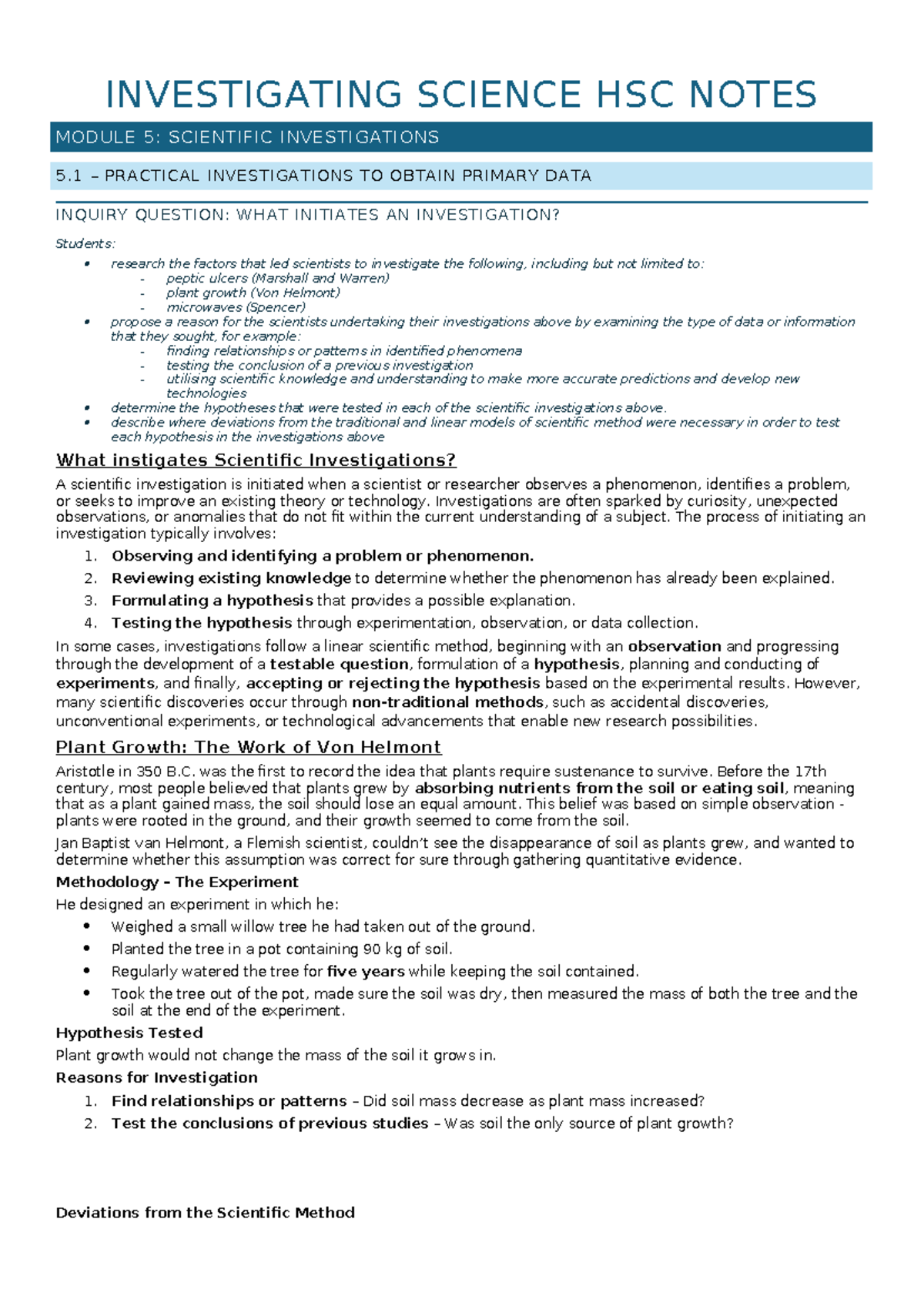 Comprehensive Investigating Science HSC Notes (Modules 5-8) - Studocu