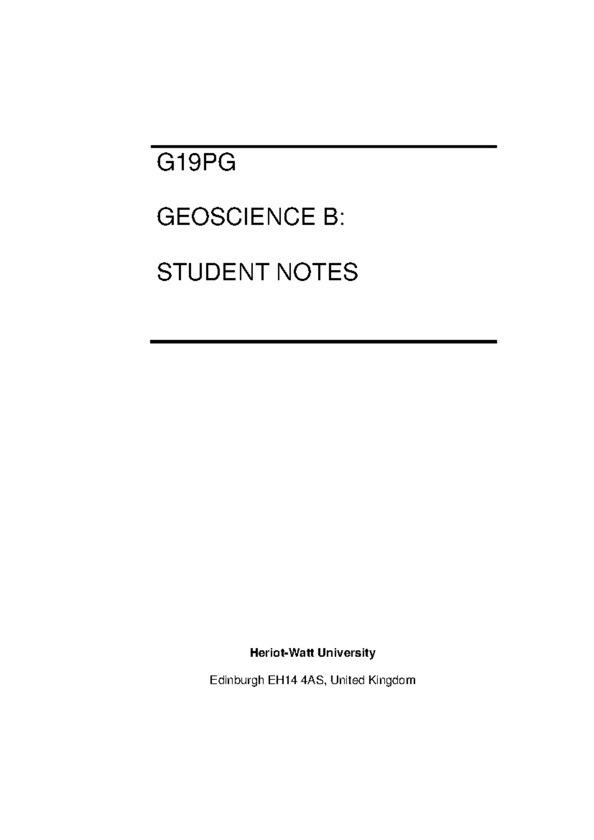 Geoscience B: Comprehensive Student Notes for G19PG Course - Studocu