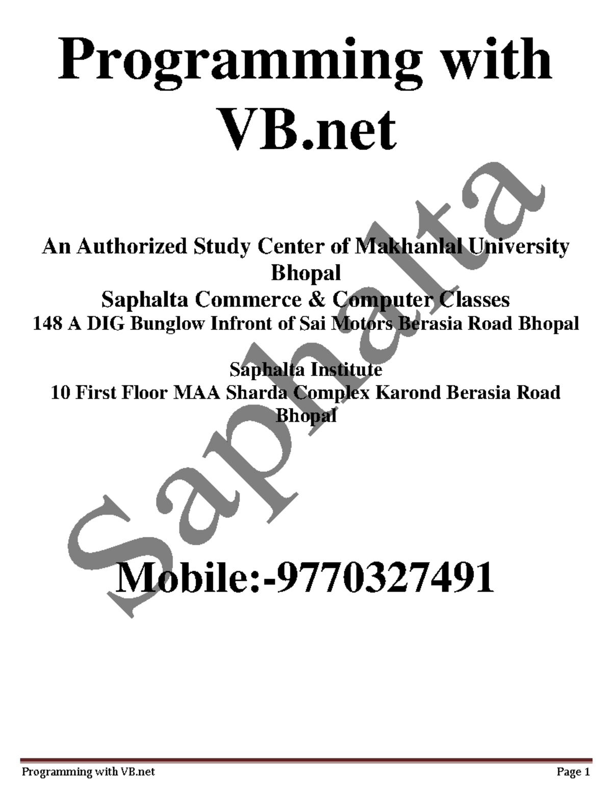 VB.NET Programming Concepts and Techniques - A Study Guide - Studocu