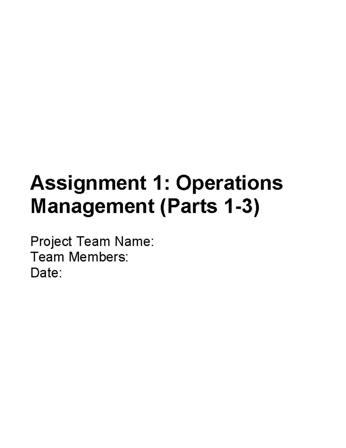 Capstone OM Assignment 1: Project Planning & Management - Studocu