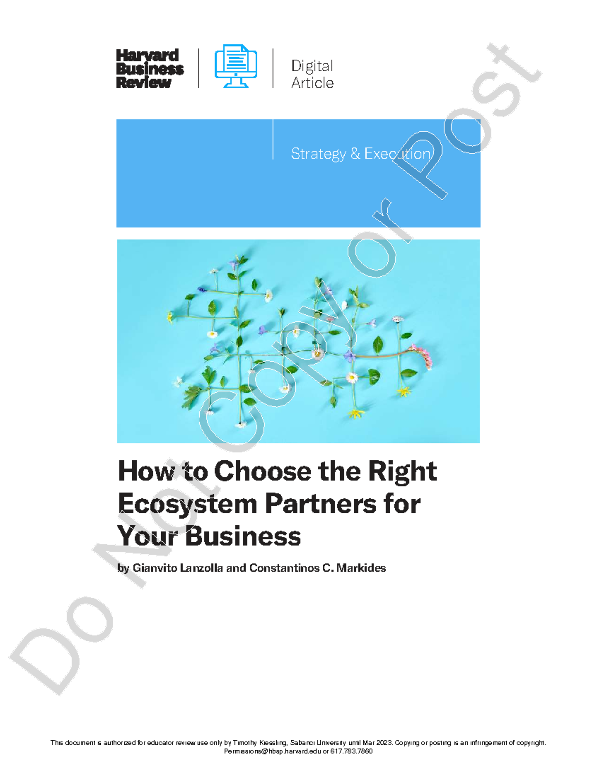 HBR Digital Article: Choosing the Right Ecosystem Partners for Business ...