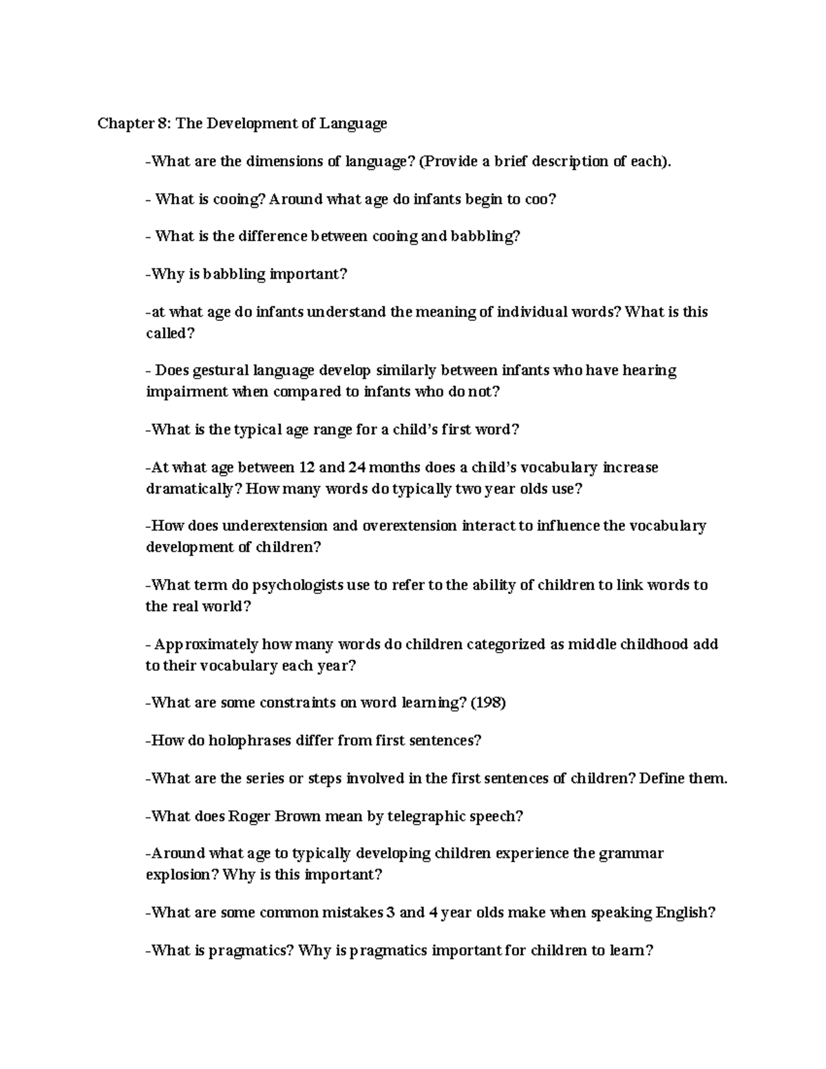 Chapter 8 Language Development Study Guide (Developmental Psychology ...