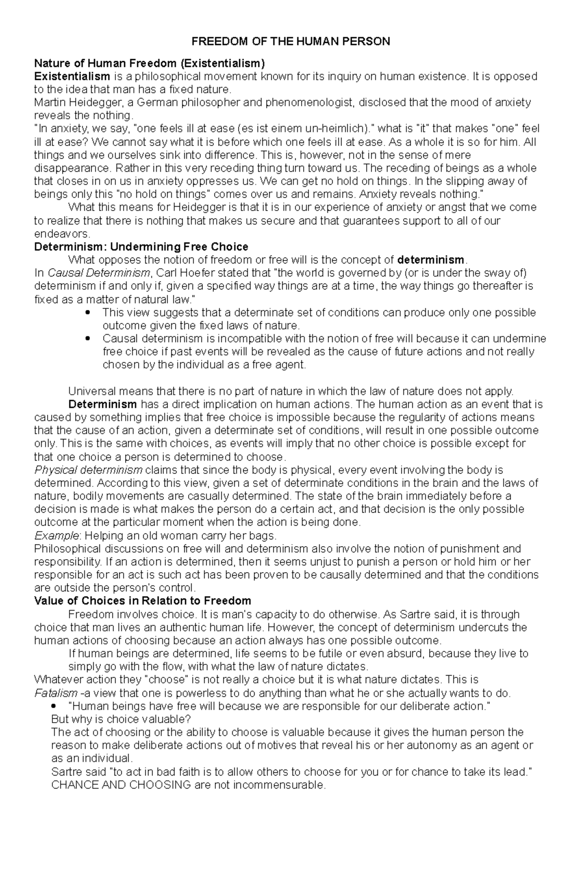 Exploring Freedom and Determinism in Human Existence: A Study on Human ...