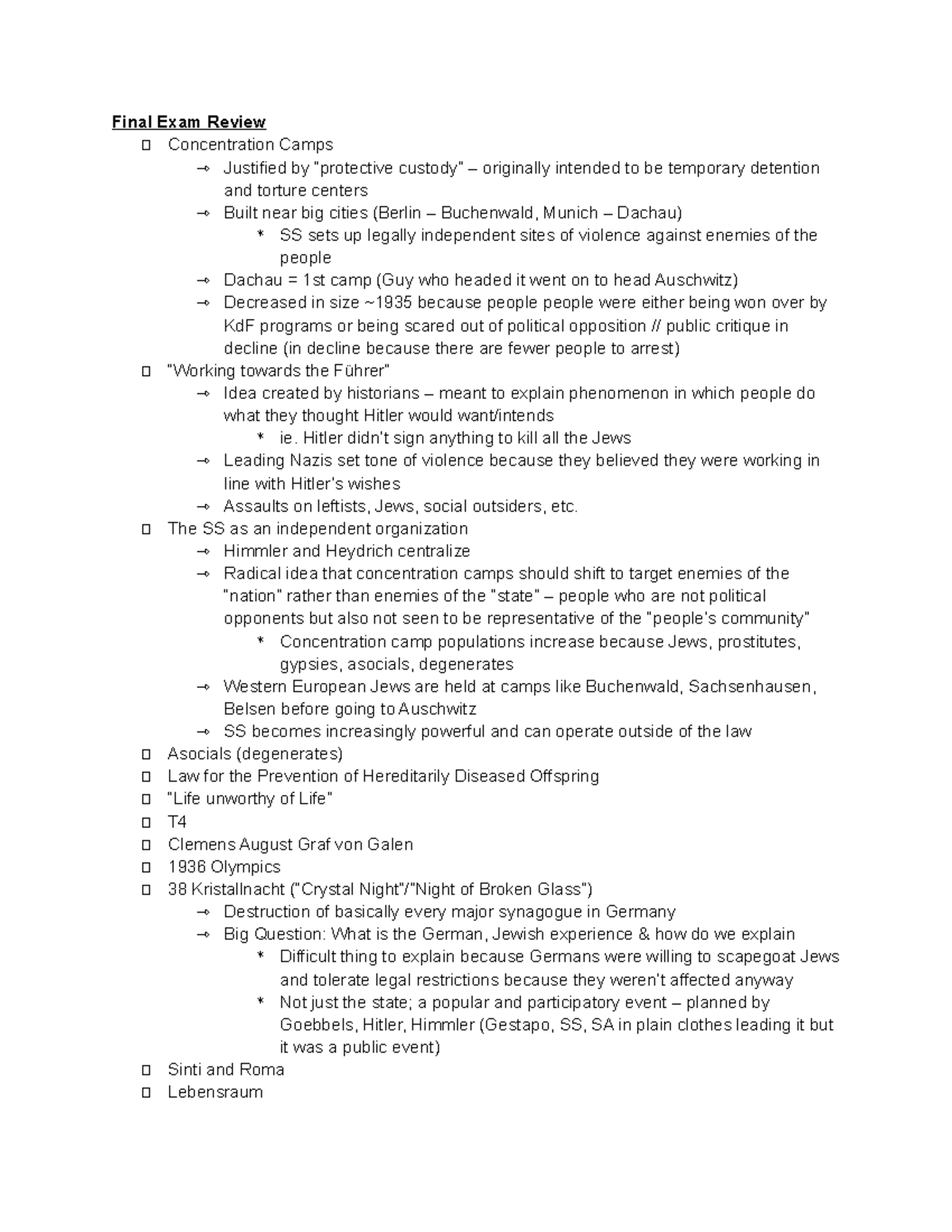 Final Exam Review - Key Concepts & Notes for HST 362 Class - Studocu