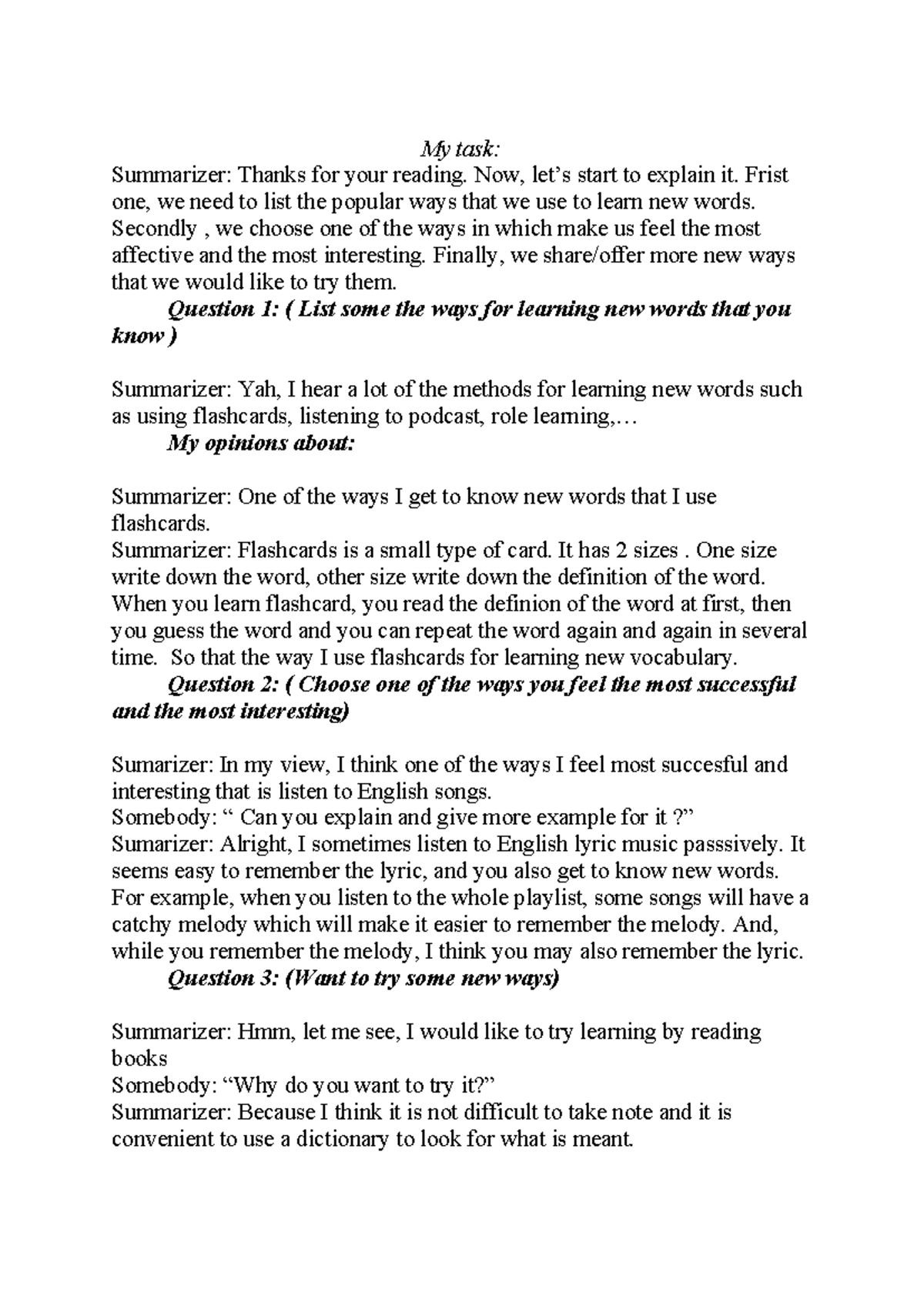 Vocabulary Learning Methods: Strategies and Personal Insights - Studocu