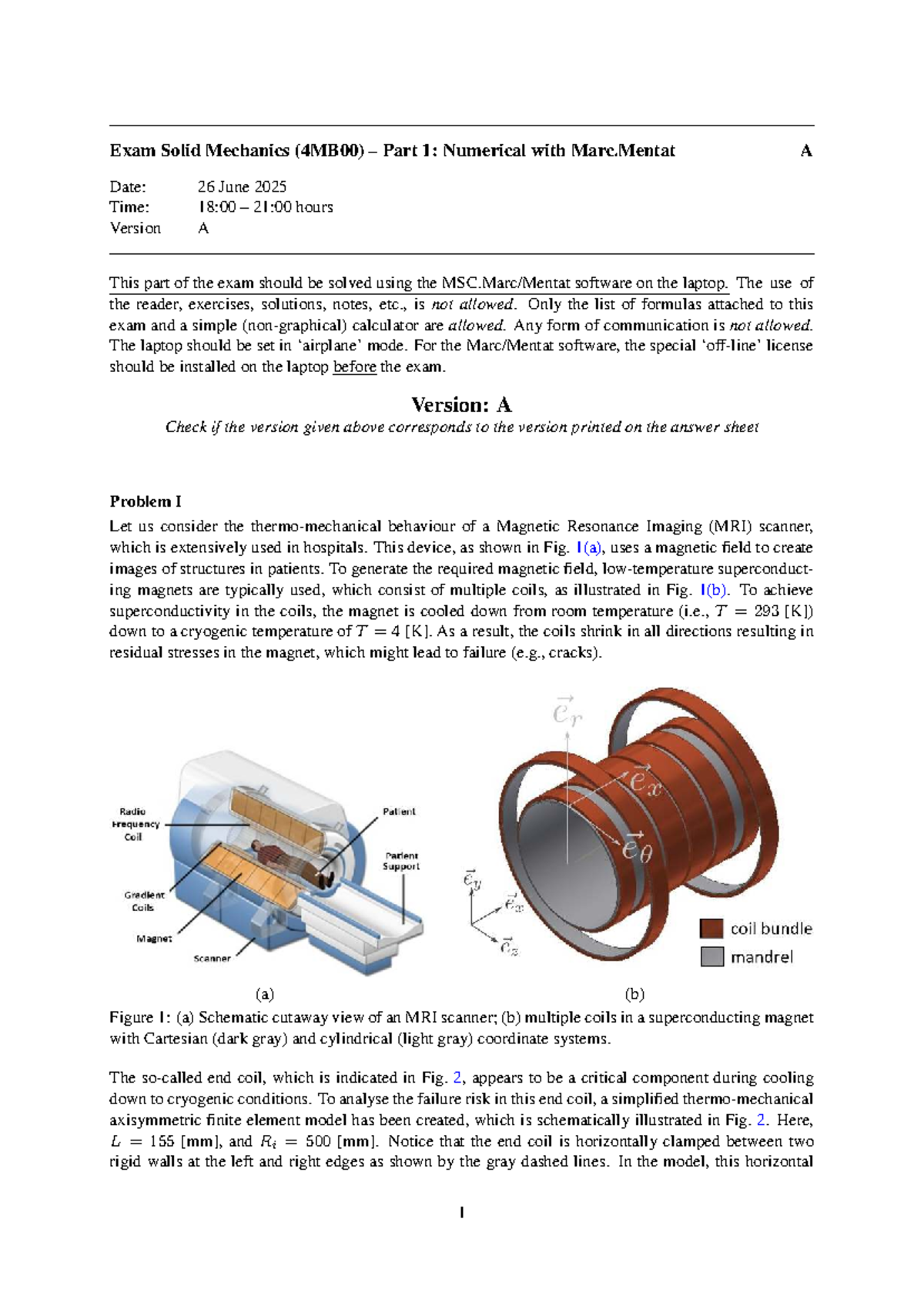 Exam Solid Mechanics (4MB00) Part 1 & 2: Numerical & Analytical Answers ...