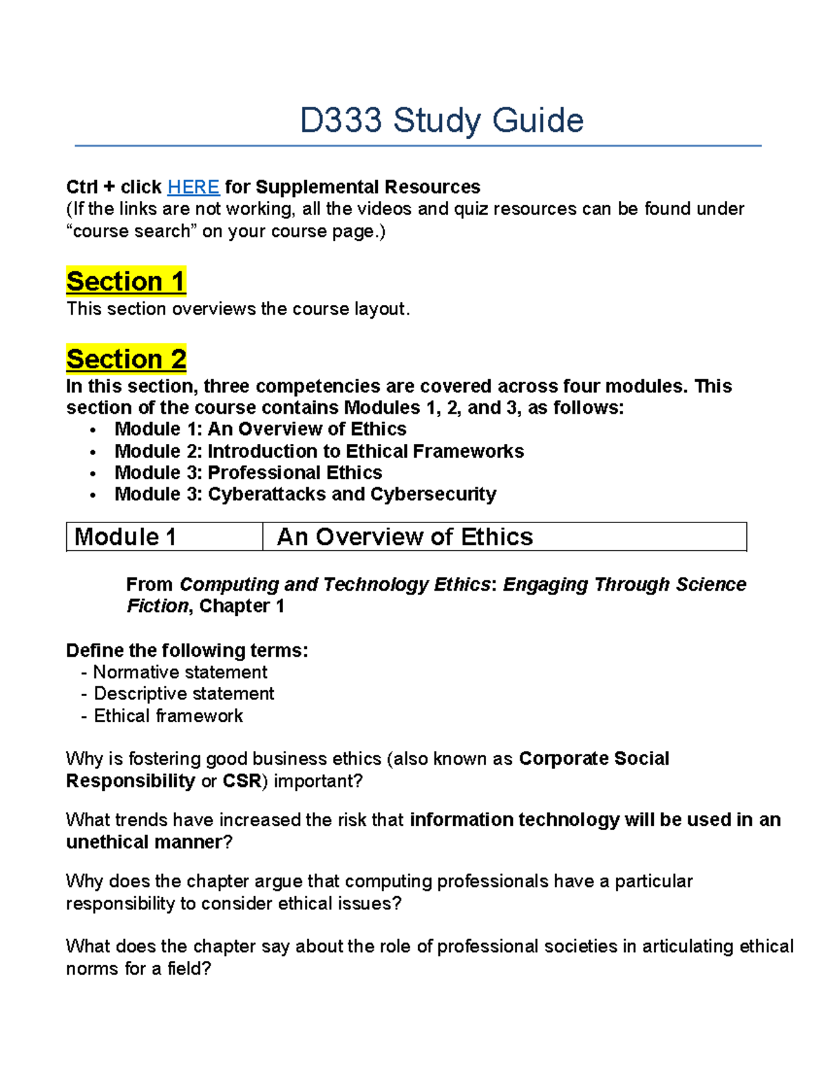 D333 Study Guide V2 - just want a different view on these questions ...
