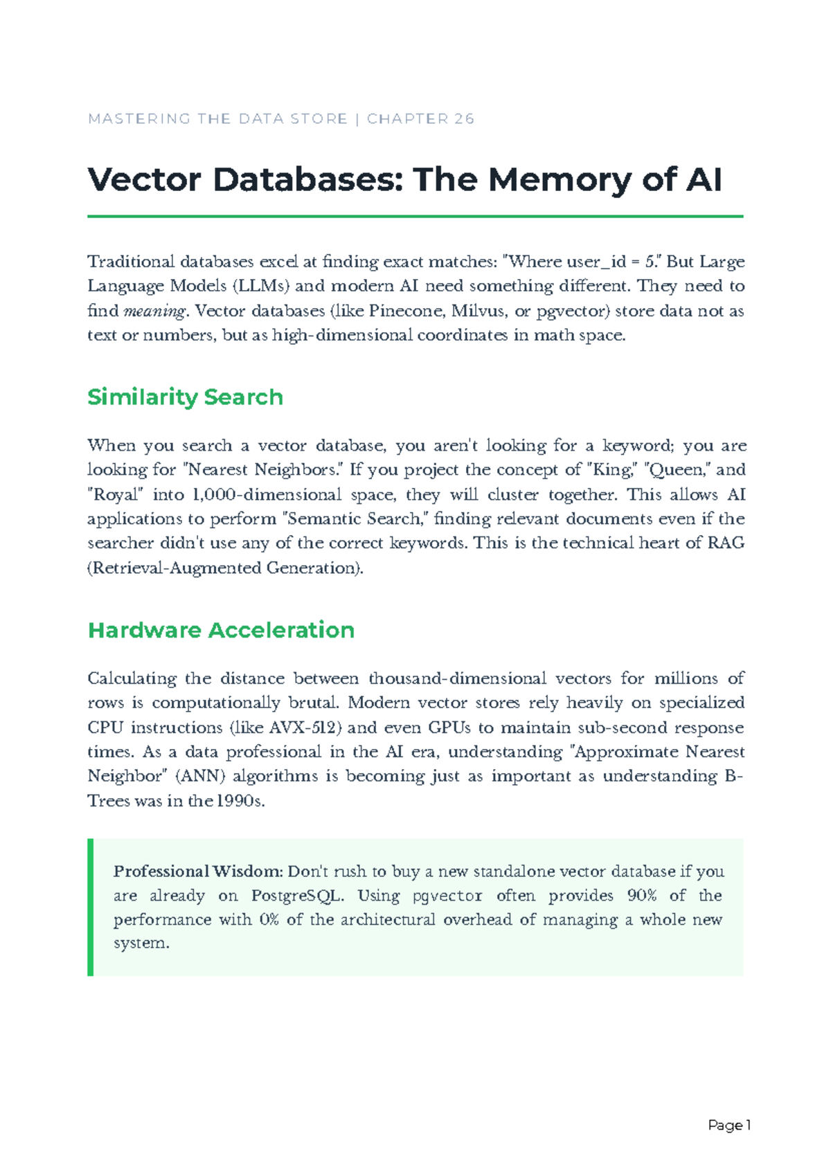 Mastering the Data Store: Chapter 26 - Vector Databases - Studocu