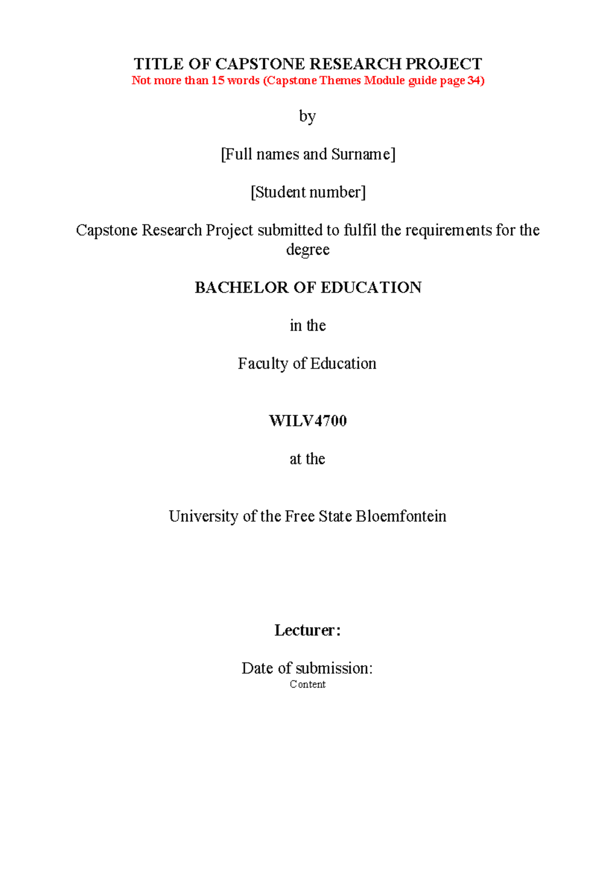 Capstone Research Project Template (WILV4700) - Final Submission Guide ...