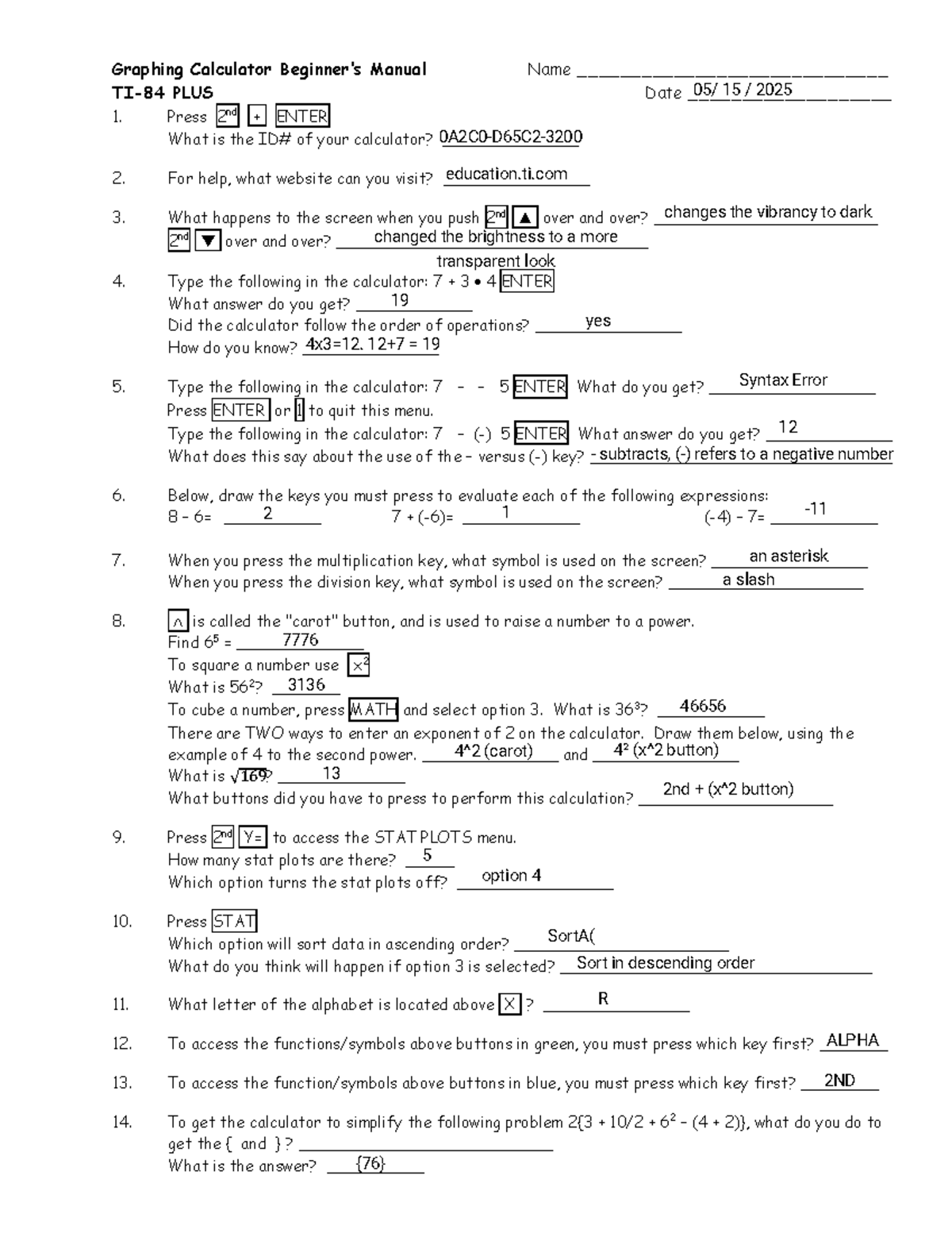 TI-84 Plus Graphing Calculator Investigation Guide by Miguel Gomez ...
