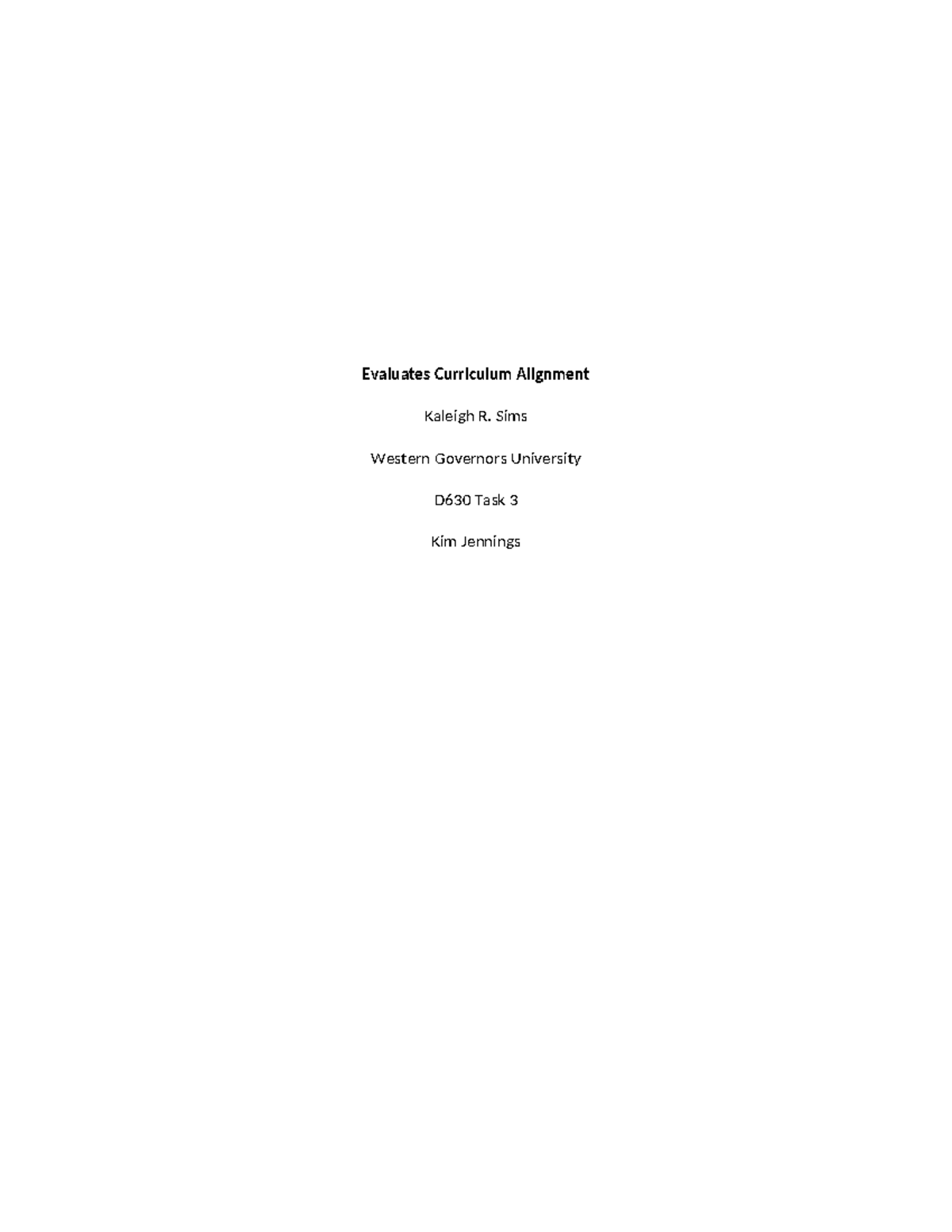 WGU D630 Task 3 - Evaluating Algebra I Curriculum Alignment - Studocu