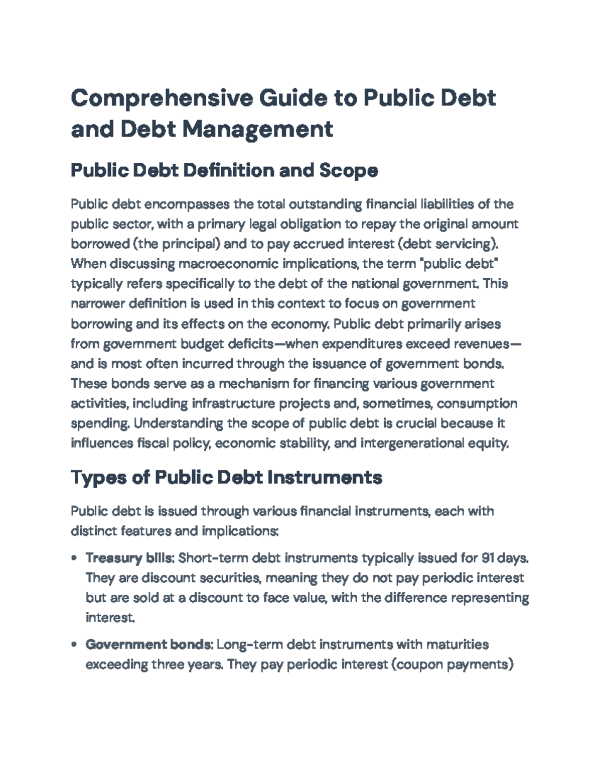 Comprehensive Guide to Public Debt Management and Economic Impact - Studocu