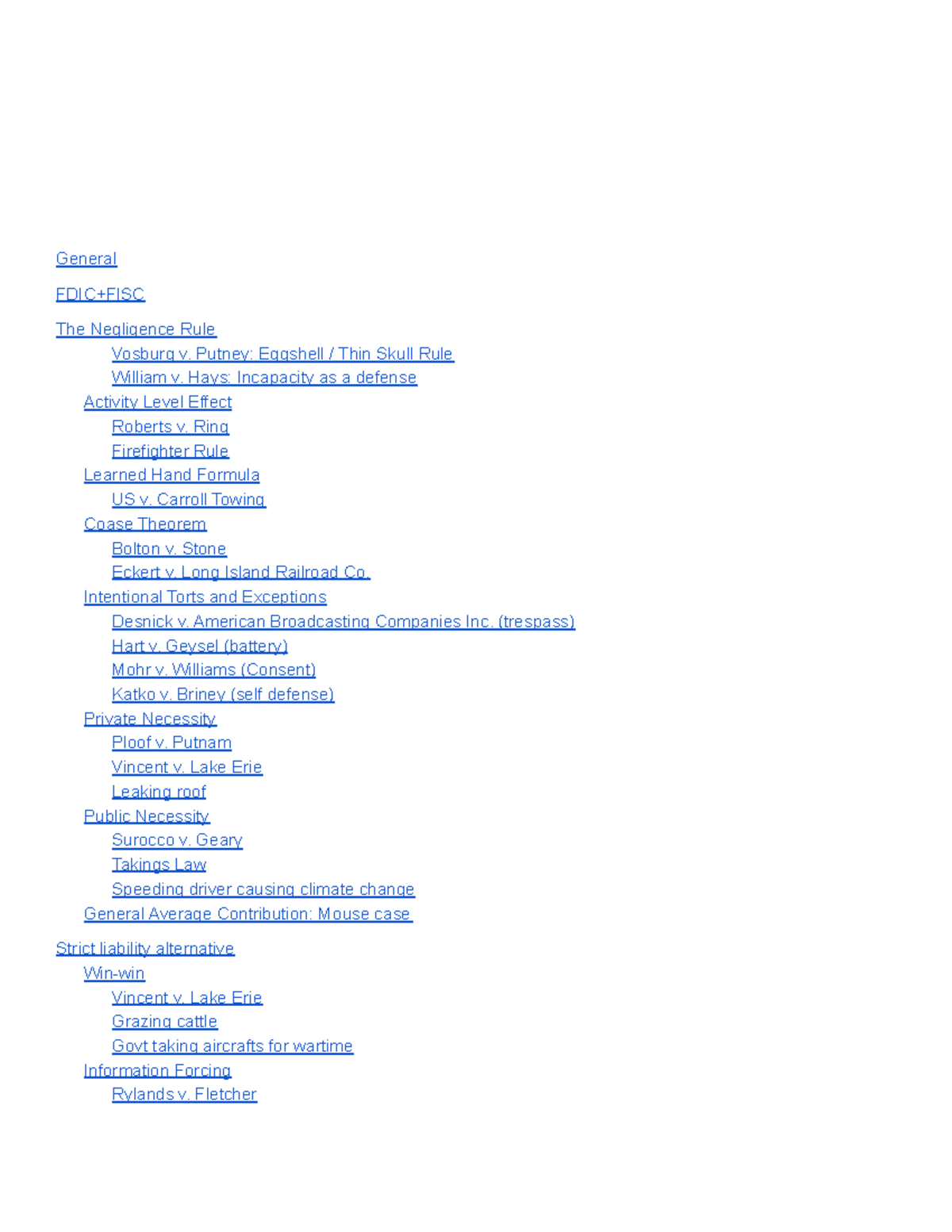 Torts Law Study Guide: Key Cases & Legal Principles Overview - Studocu