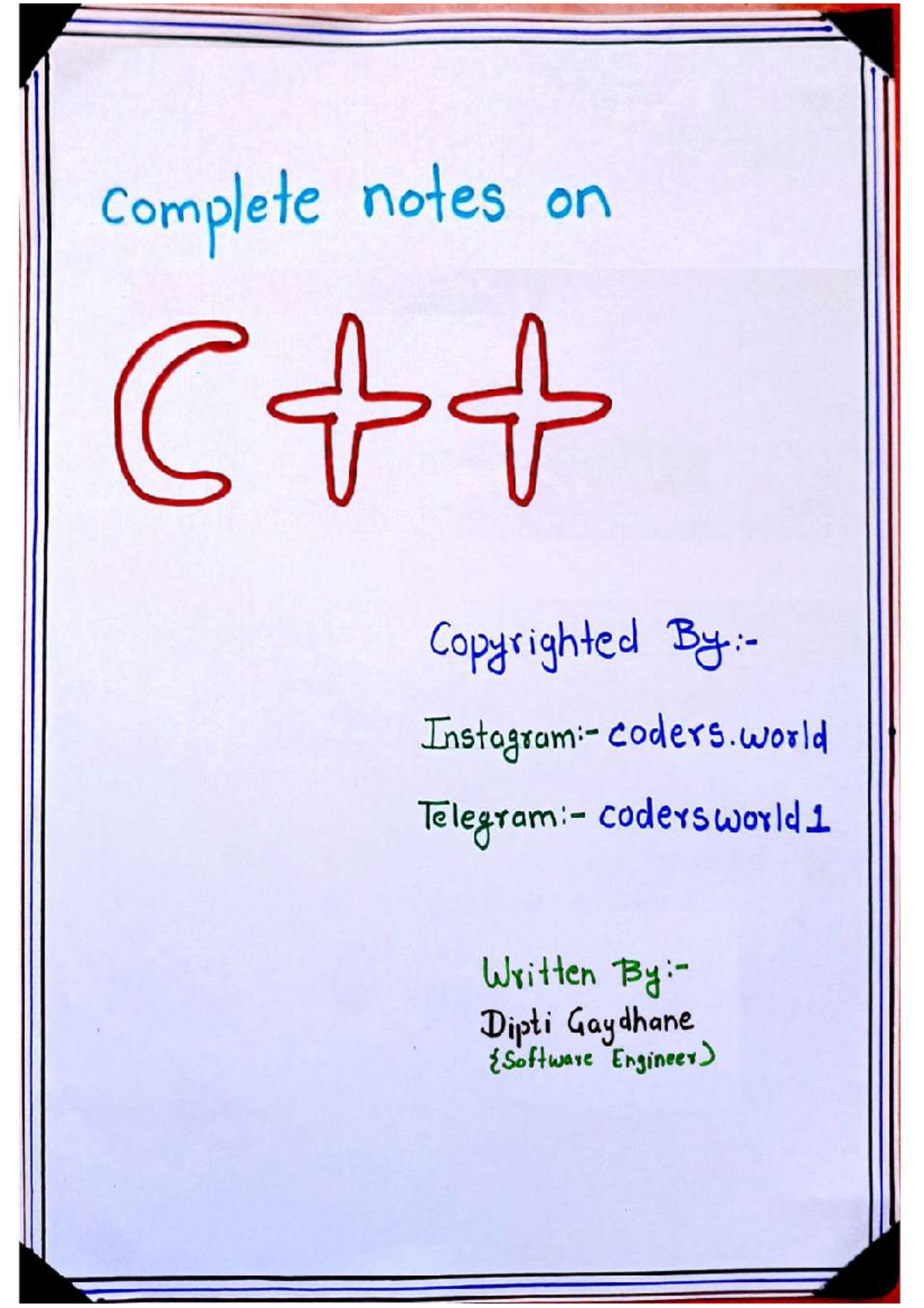 C++ Complete Handwritten Notes compressed - complete notes on ...