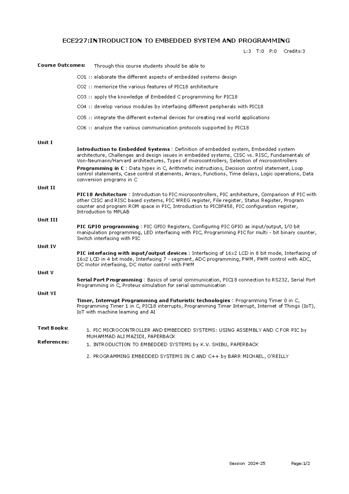 ECE227: Syllabus for Introduction to Embedded Systems and Programming ...