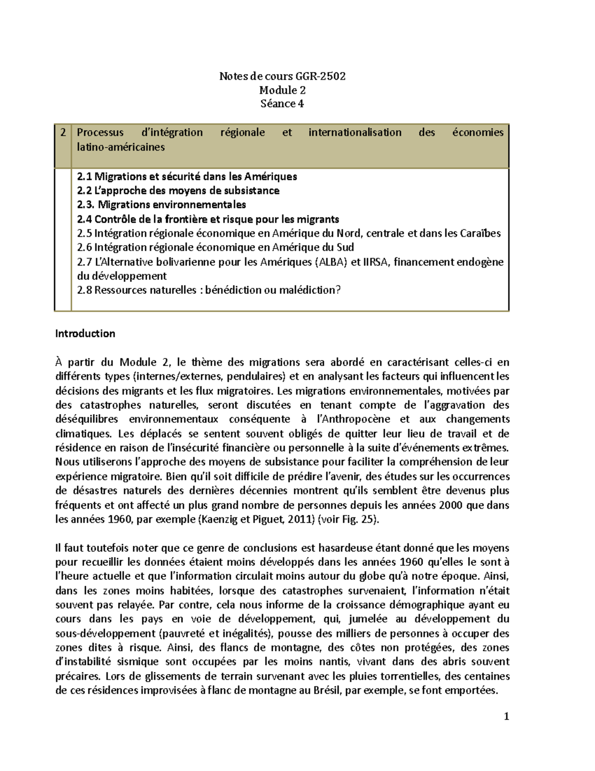 Notes de cours Bx Bwp J - Module 2: Migrations et Économie en Amériques ...