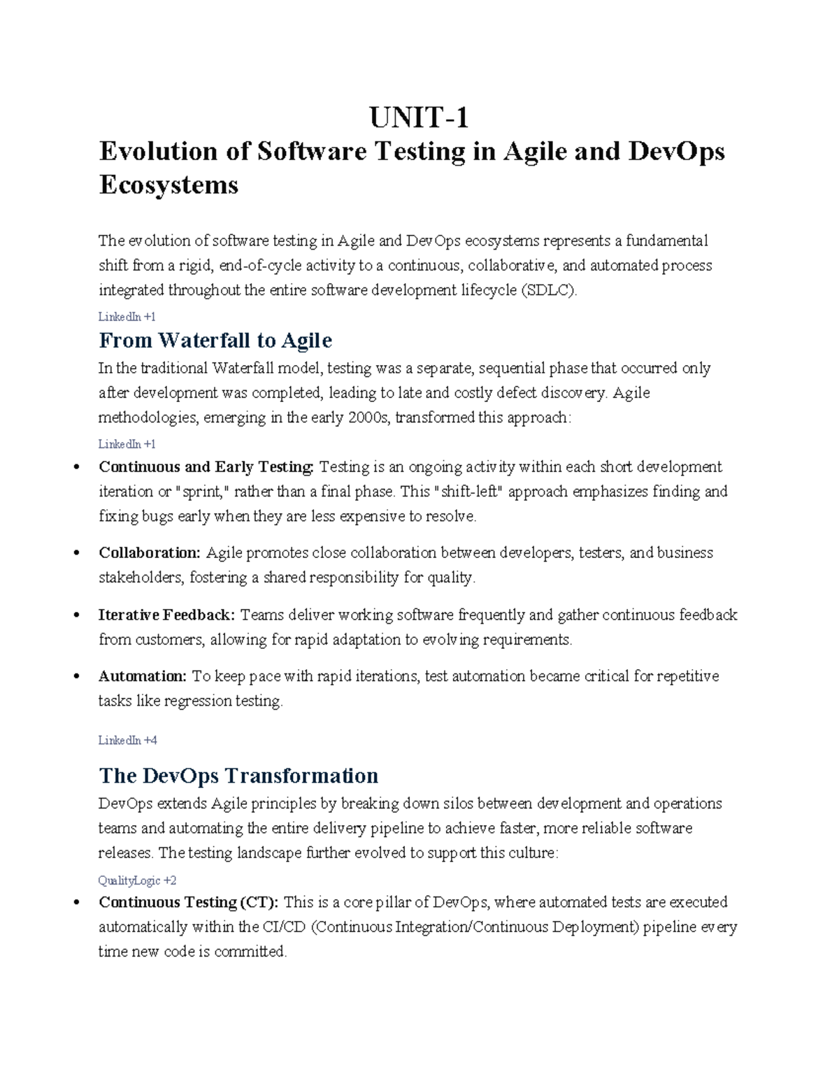 Evolution of Software Testing in Agile & DevOps Ecosystems - Studocu