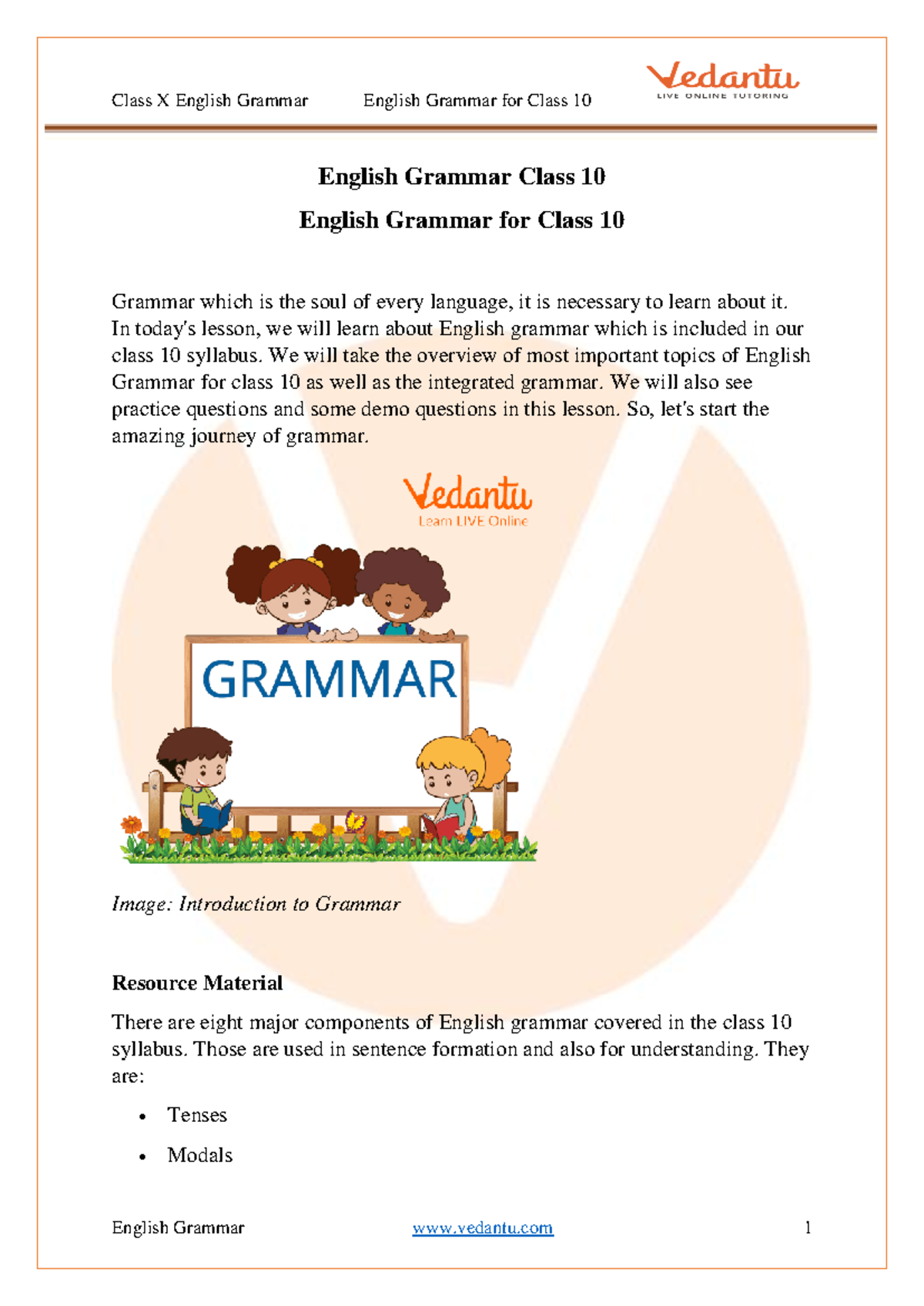 English Grammar for Class 10 CBSE English Grammar [PDF] - English ...