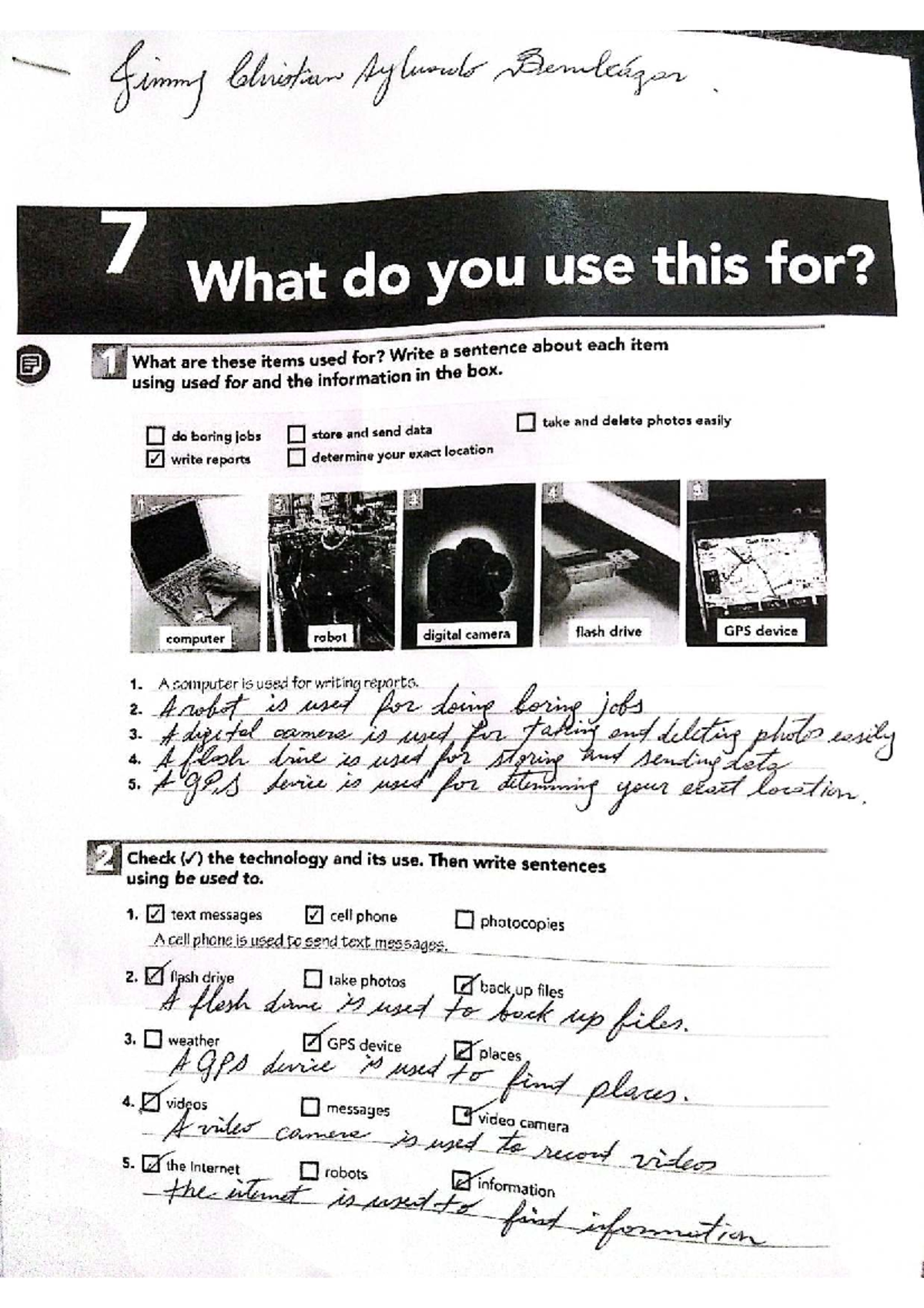 Worksheet Unit 7: Technology Uses and Sentences - Studocu
