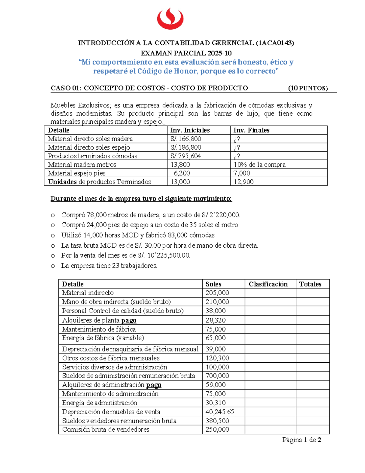 Examen Parcial 1ACA0143: Concepto de Costos en Contabilidad Gerencial ...
