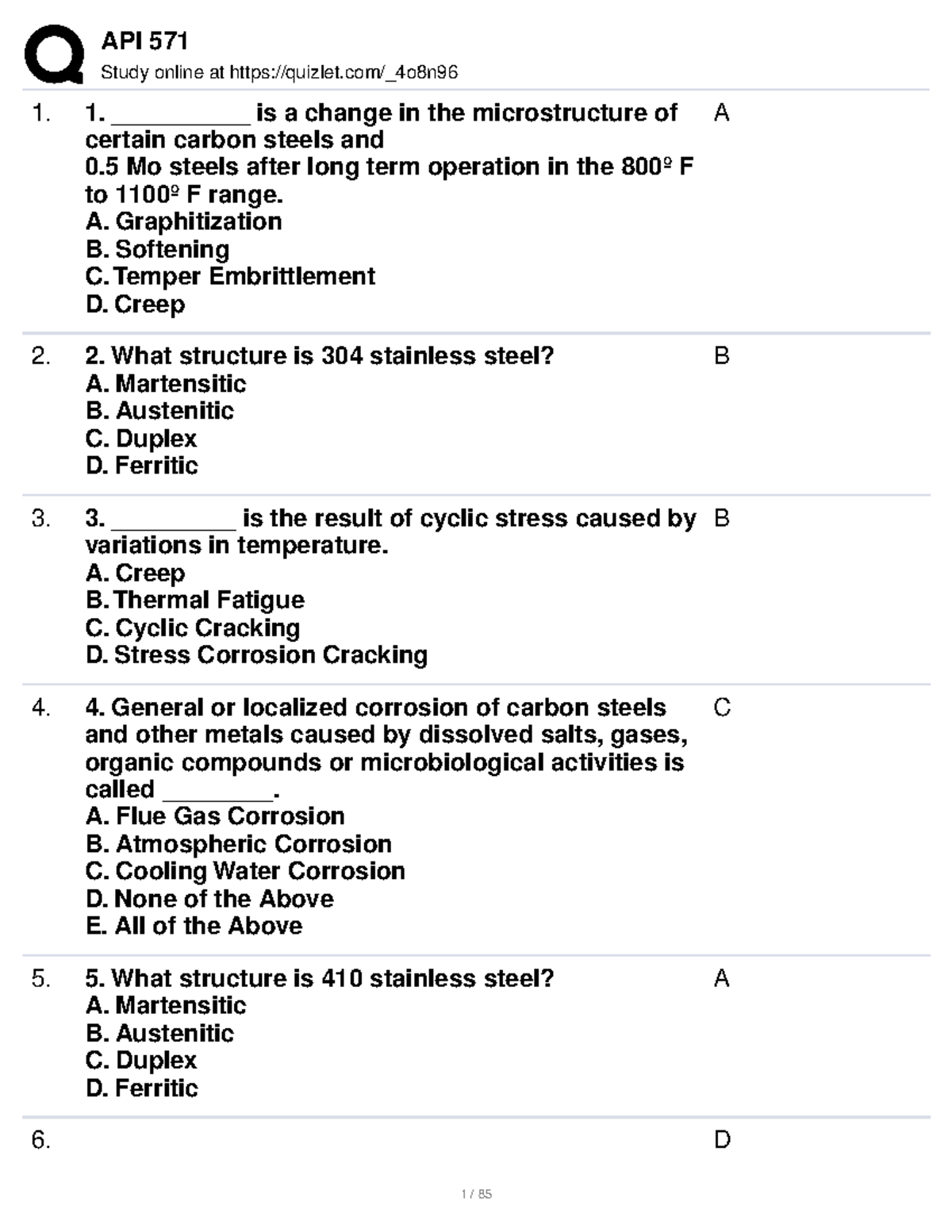 API 571 practice questions - Study online at quizlet/_4o8n ...