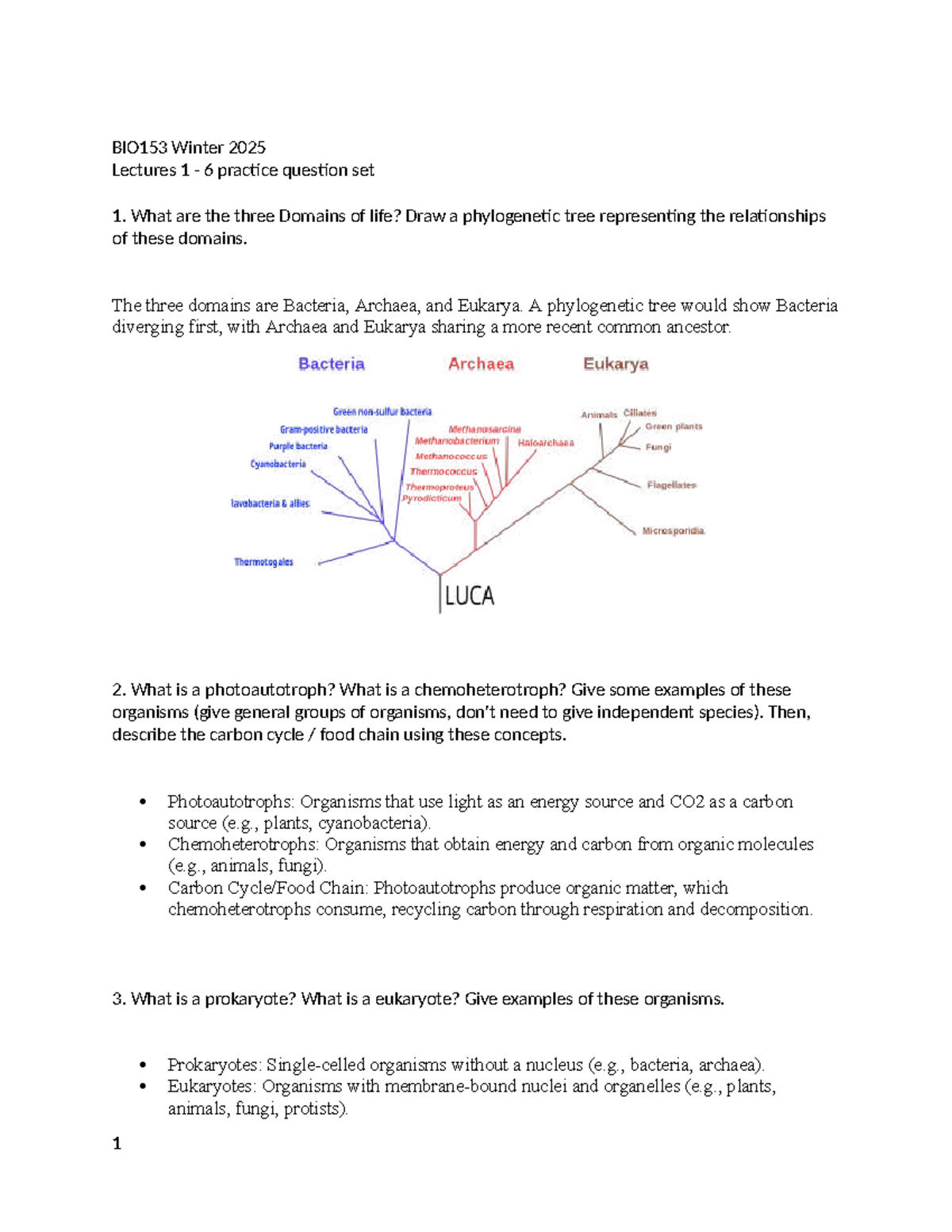 BIO153 Winter 2025 Midterm 1 Practice Questions and Answers - Studocu