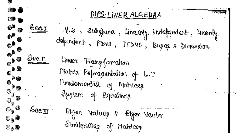Unit-I: Vector Space Concepts and Linear Algebra Fundamentals - Studocu