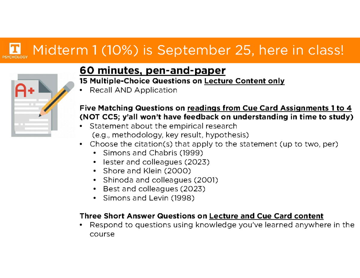 Midterm 1 Info: Key Details & Study Guide for September 25 - Studocu