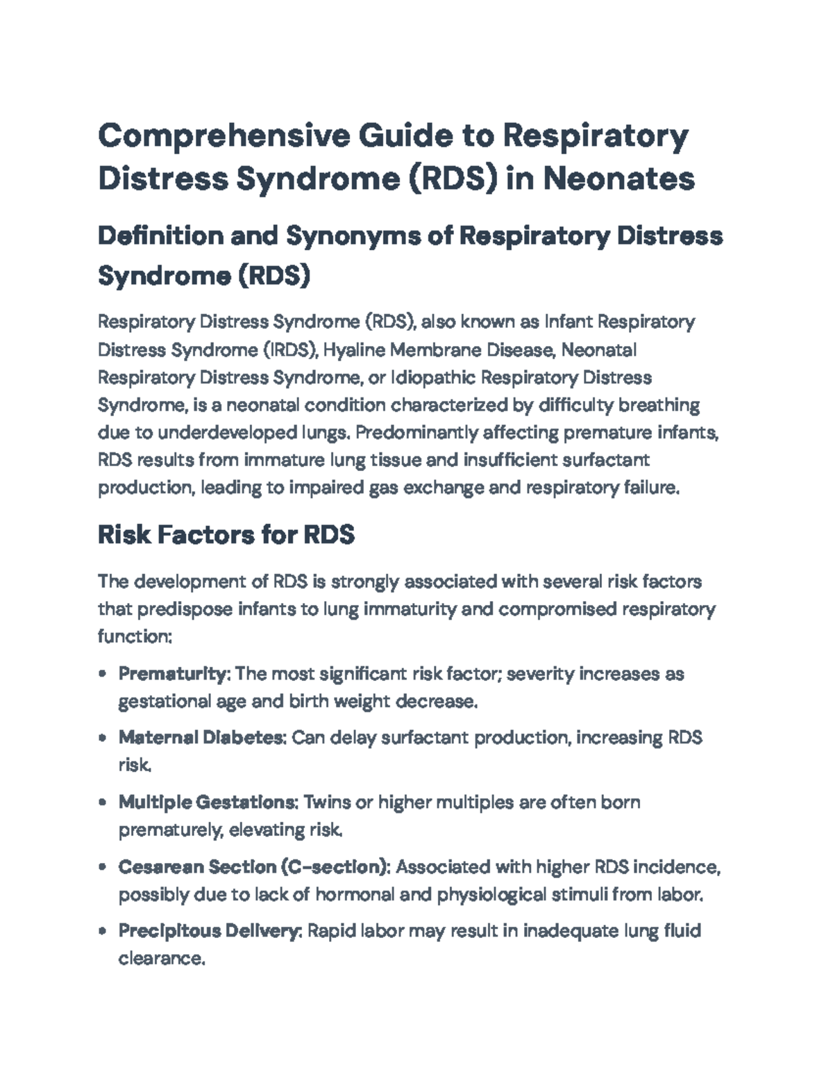 Comprehensive Overview of RDS in Neonates: Causes, Risks, and ...