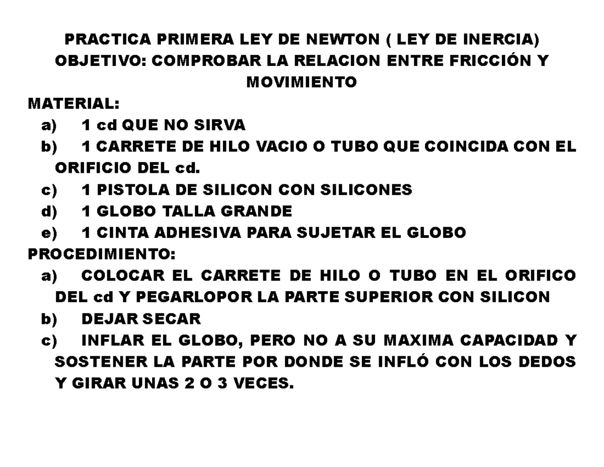 Prácticas de las Leyes de Newton - Física Experimental 101 - Studocu