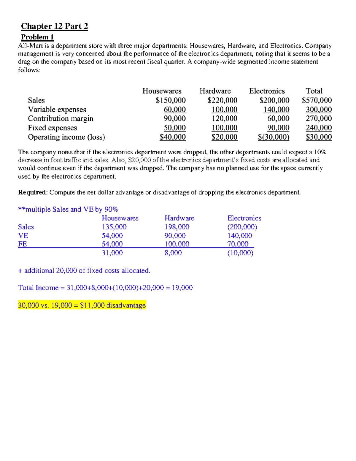 Ch12 Pt1 Solutions: Differential Analysis & Special Orders Insights ...
