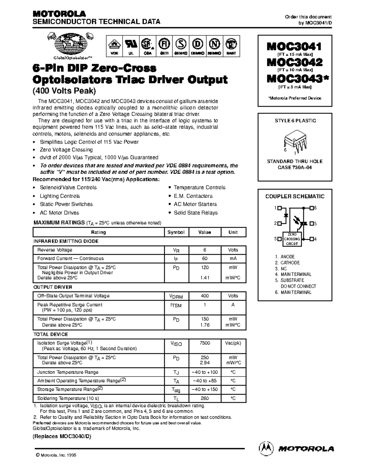 MOC3041 - Semiconductor Device Data and Applications Overview - Studocu