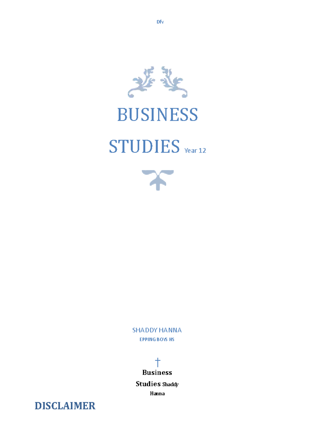 HSC Business Studies Year 12 Notes by Shaddy Hanna - Studocu