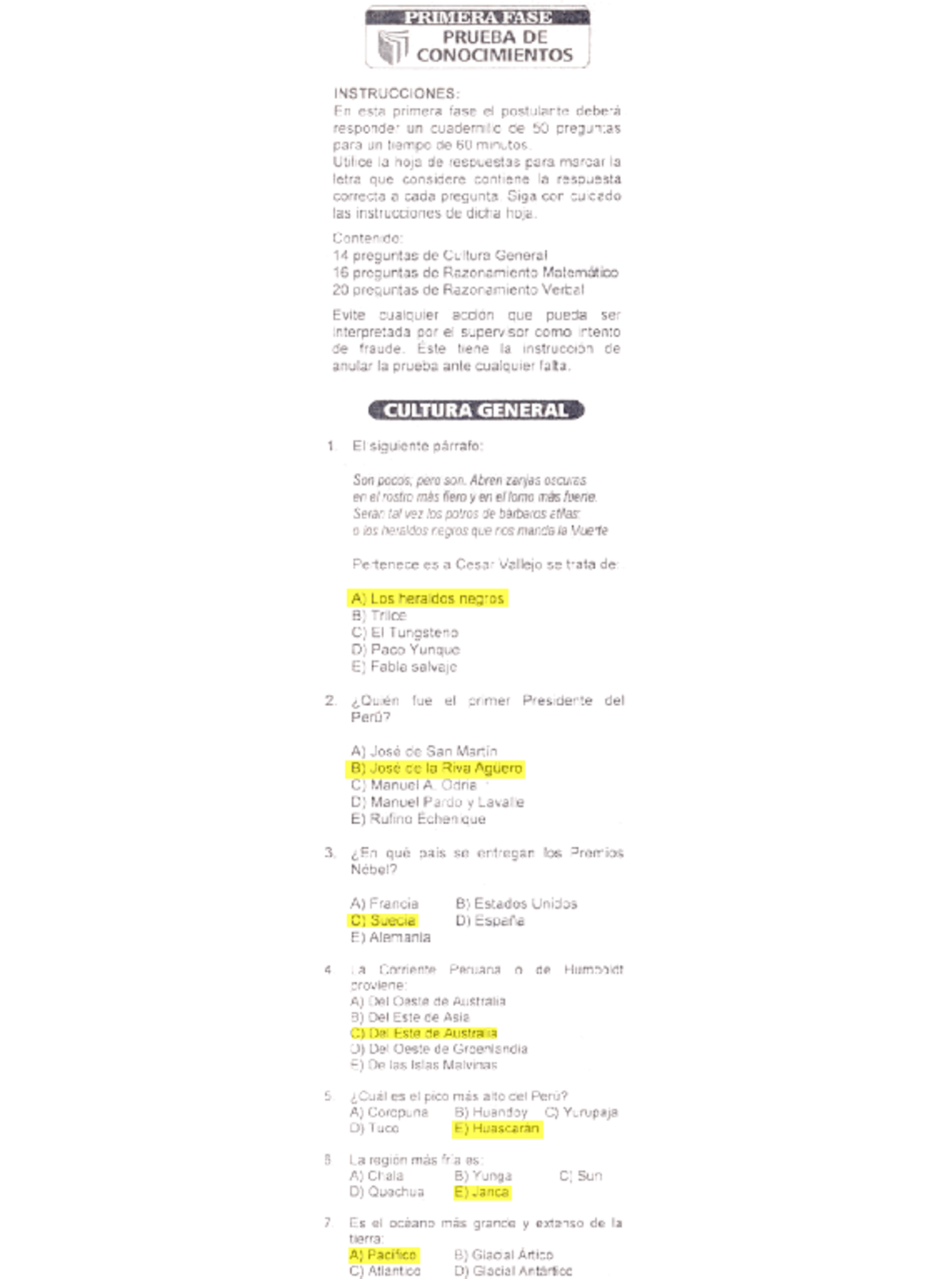 Examen de Admisión UCV: Soluciones Completas y Comentarios - Document Preview