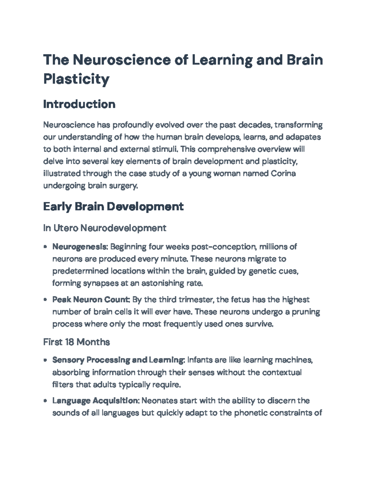 Neuroscience of Learning and Brain Plasticity: Insights and Case Study ...