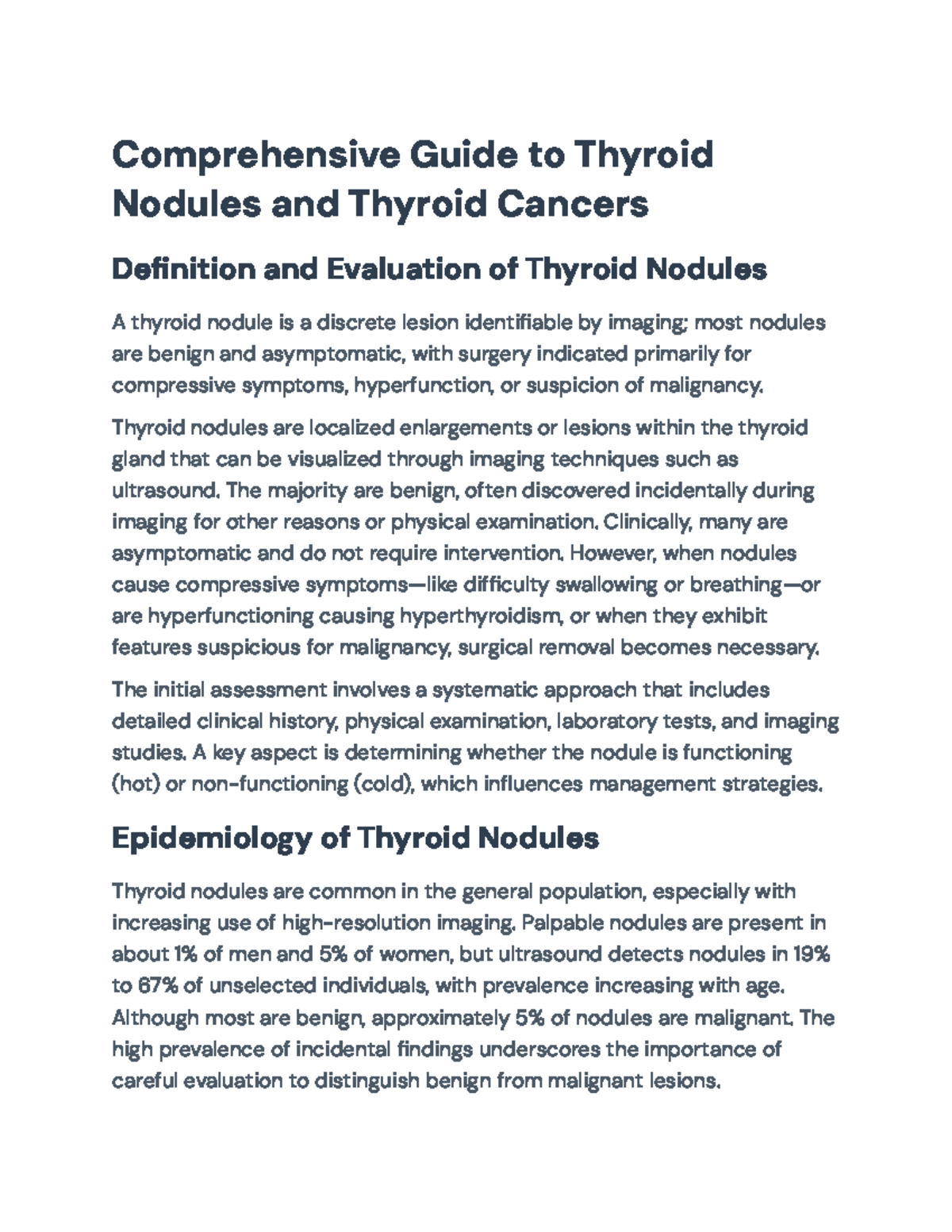 Comprehensive Overview of Evaluation & Management of Thyroid Nodules ...