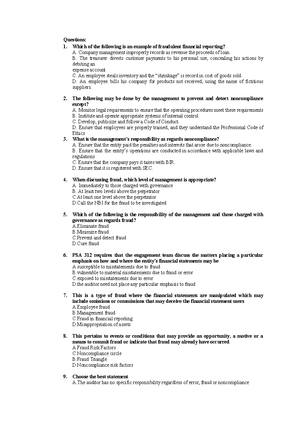 Audit theory multiple choice questions - The Code of Ethics for ...