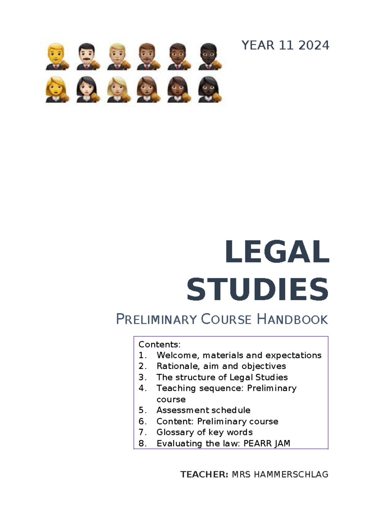Year 11 Legal Studies Preliminary Course Handbook 2024 - Studocu