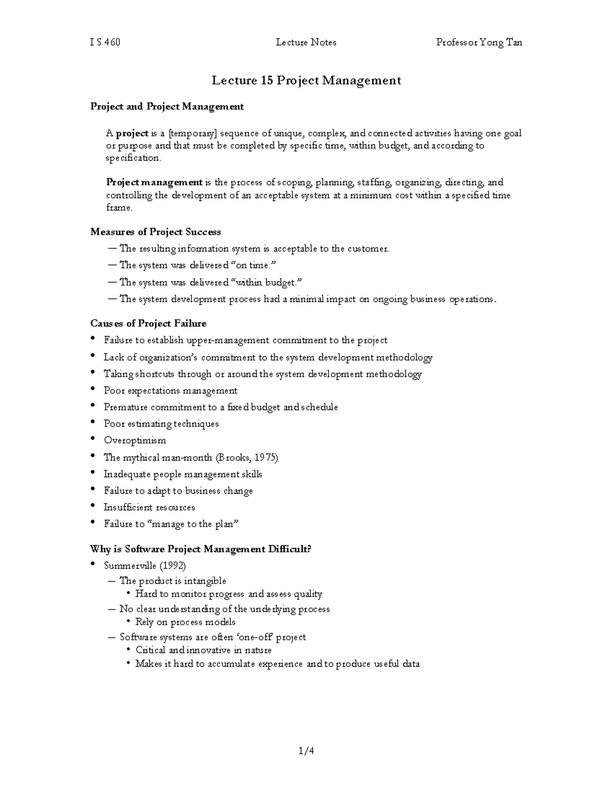 LN15 - This is an introduction to Project management - Lecture 15 ...