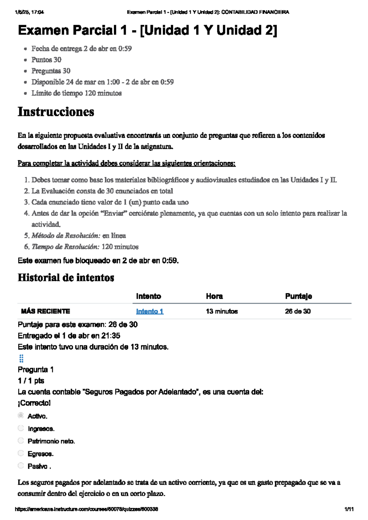 Examen Parcial 1 - Contabilidad Financiera (Unidad I y II) - Studocu