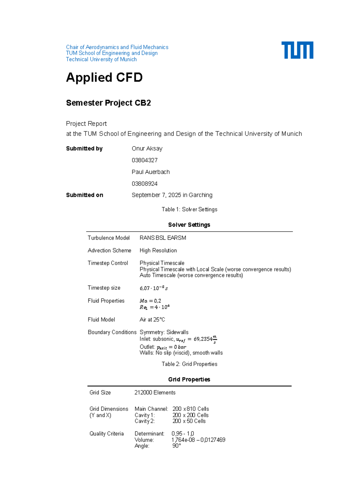 Applied CFD Semester Project Report CB2 - TUM School of Engineering ...